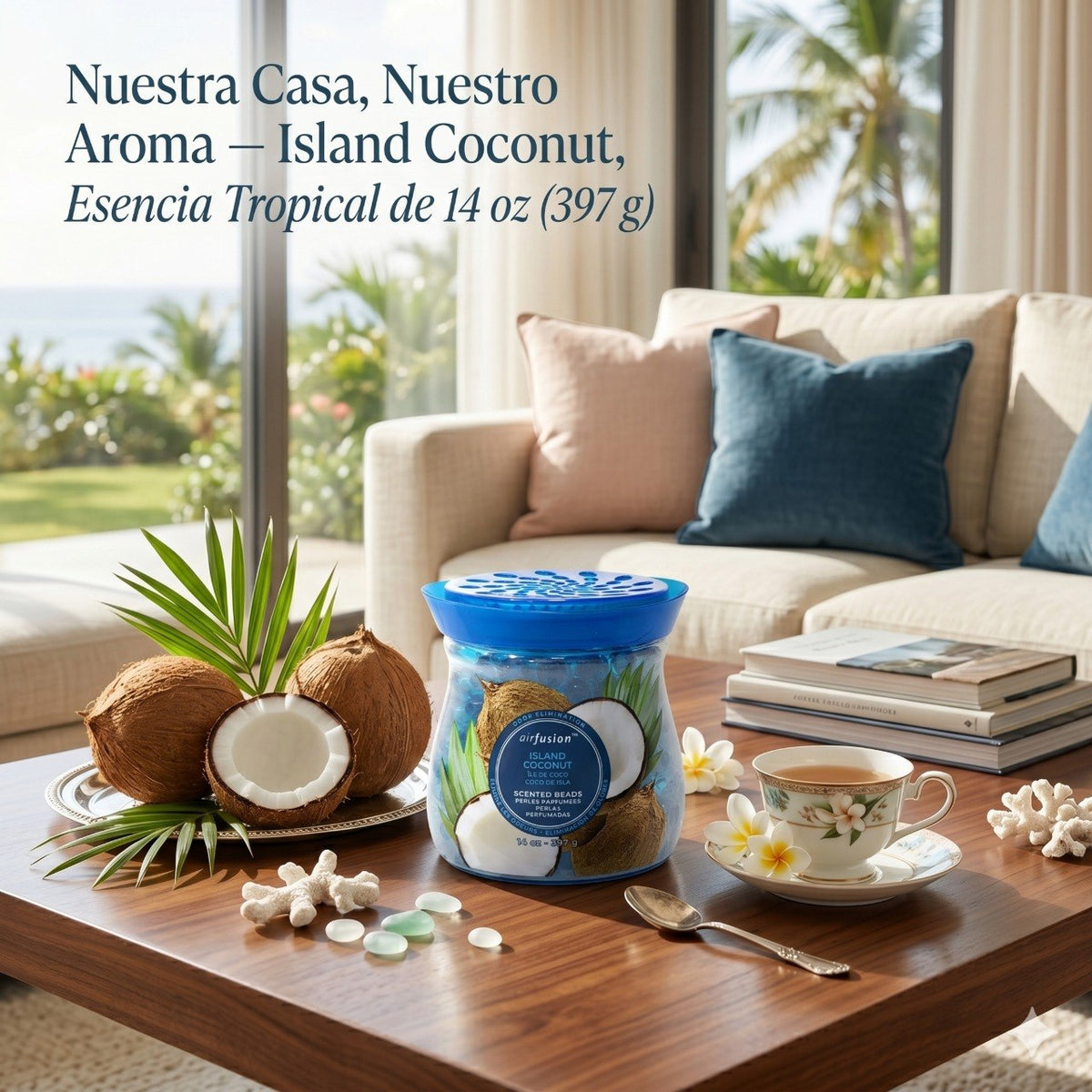PERLAS AMBIENTADORAS EN GEL AROMA A COCO TROPICAL AIRFUSION 397G