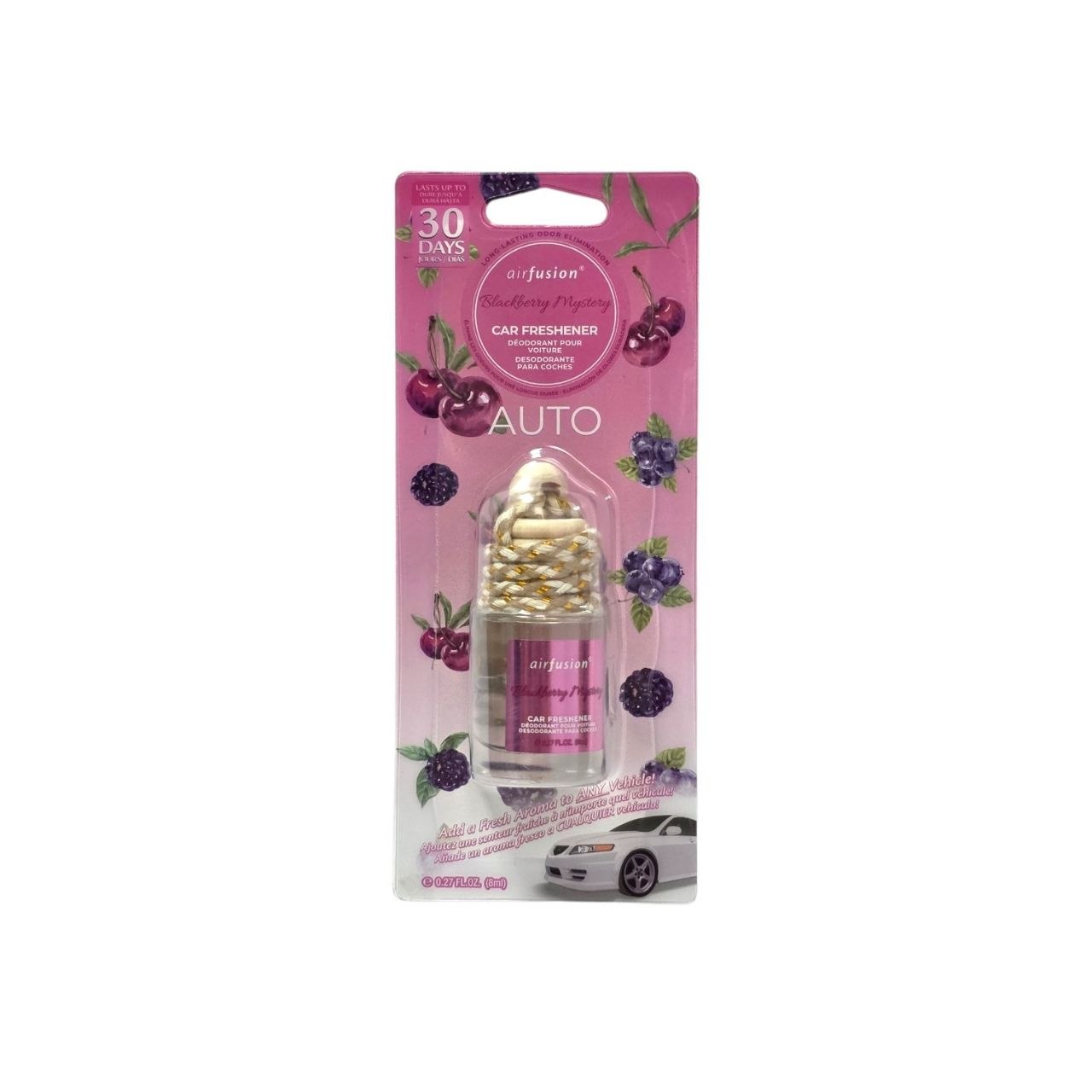 AMBIENTADOR LIQUIDO COLGANTE PARA AUTO AROMA A MORA MISTERIOSA AIRFUSION 8ML