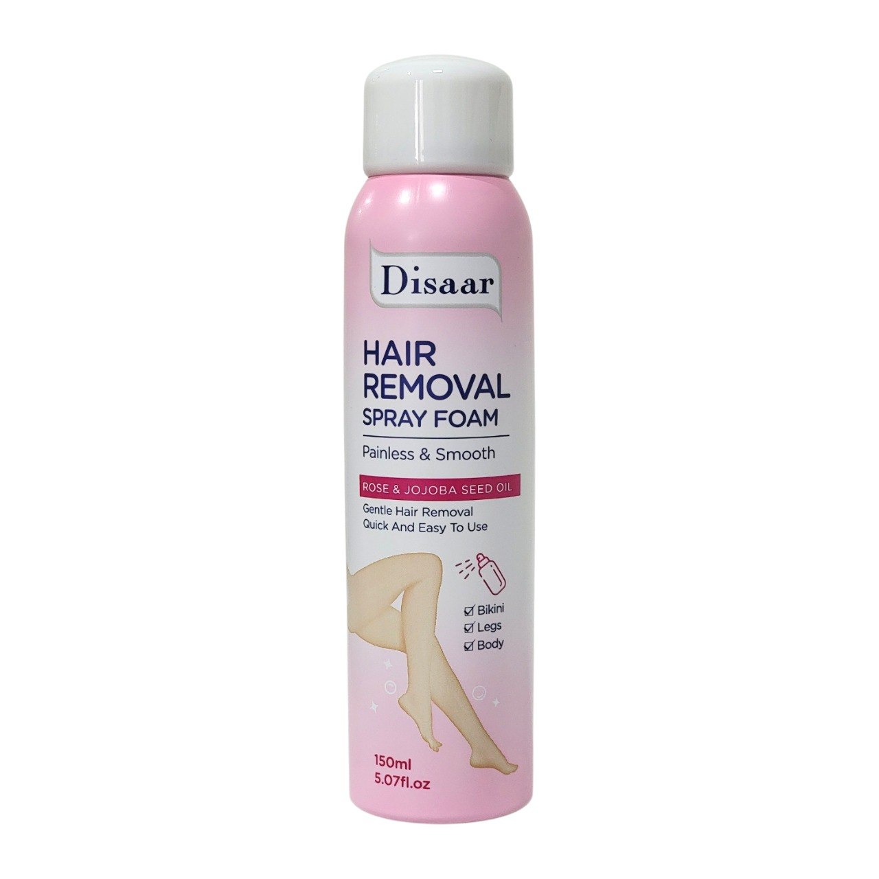 ESPUMA DEPILADORA EN SPRAY HIDRATANTE CON EXTRACTO DE ROSA Y ACEITE DE JOJOBA DISAAR 150ML
