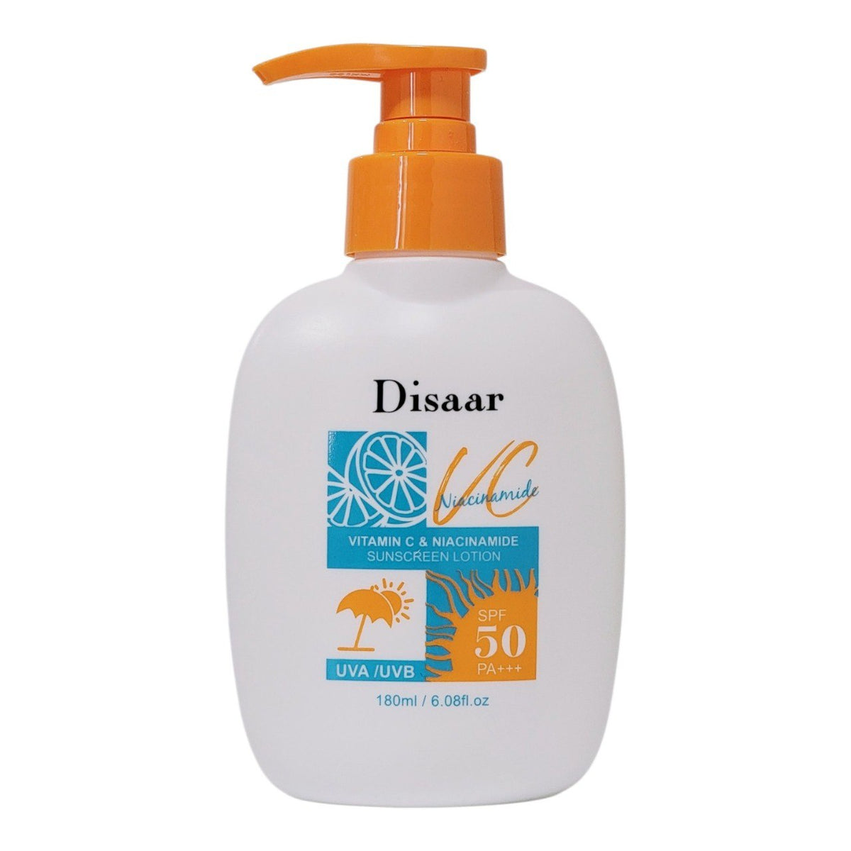 PROTECTOR SOLAR BLANQUEADOR SPF 50 DE VITAMINA C Y NIACINAMIDA DISAAR 180ML