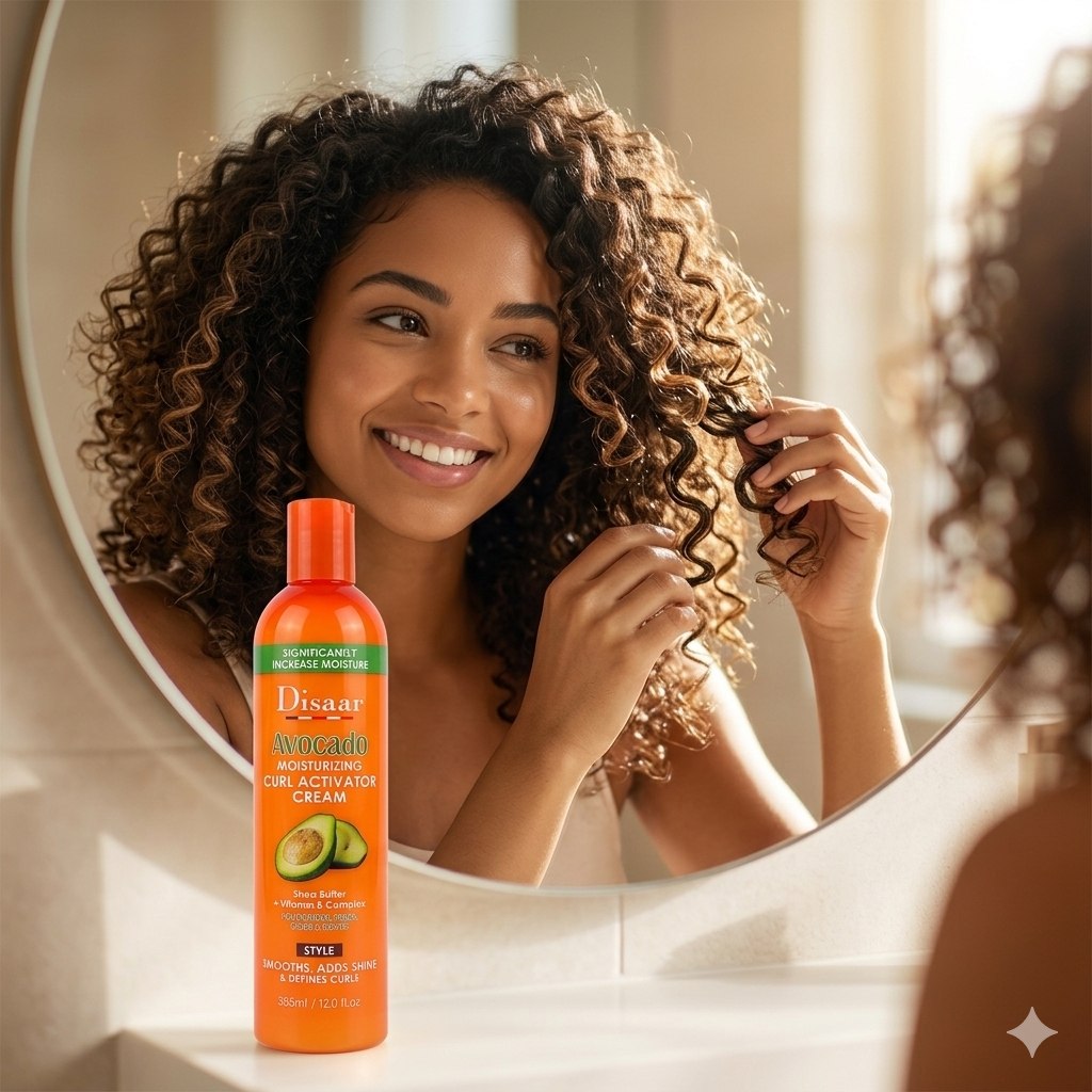 CREMA HIDRATANTE ACTIVADORA DE RIZOS DE AGUACATE CON VITAMINA B Y MANTECA DE KARITE DISAAR 355ML