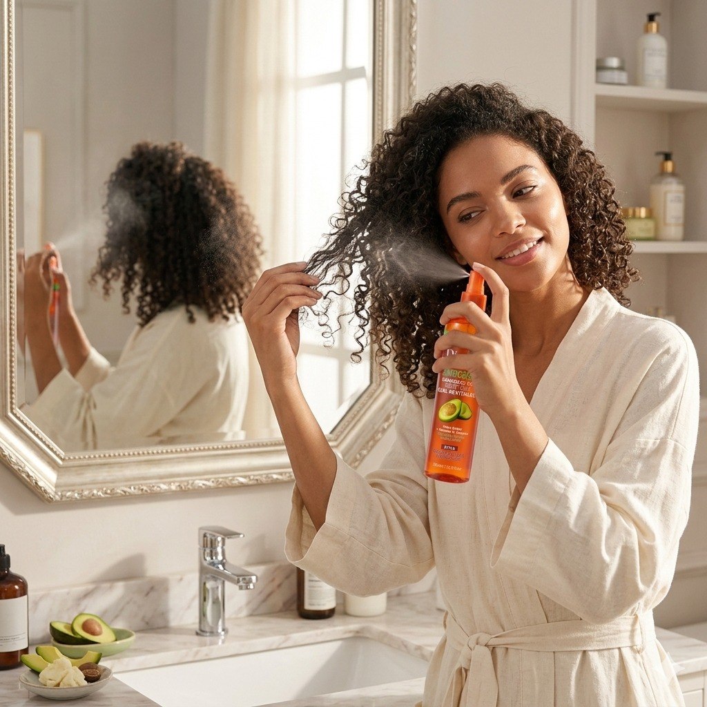 SPRAY REVITALIZADOR DE RIZOS PARA EL DÍA SIGUIENTE DE AGUACATE CON VITAMINA B Y MANTECA DE KARITE DISAAR 355ML