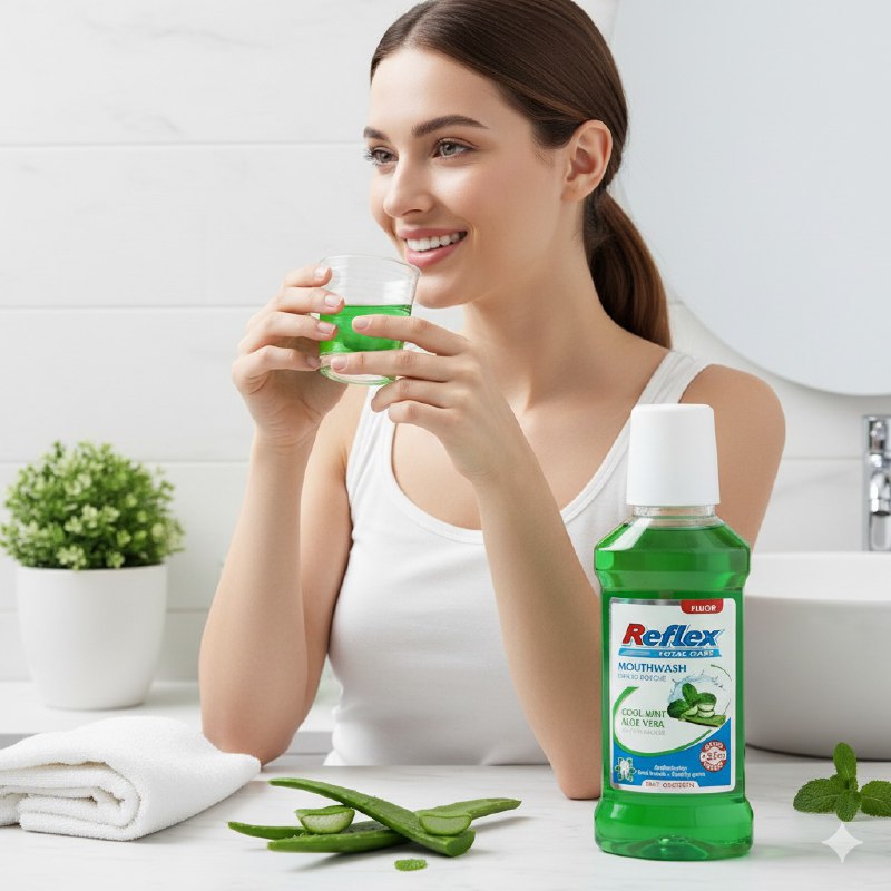 ENJUAGUE BUCAL CON AROMA A MENTA FRESCA Y ALOE VERA ANTIBACTERIANO REFLEX 225ML