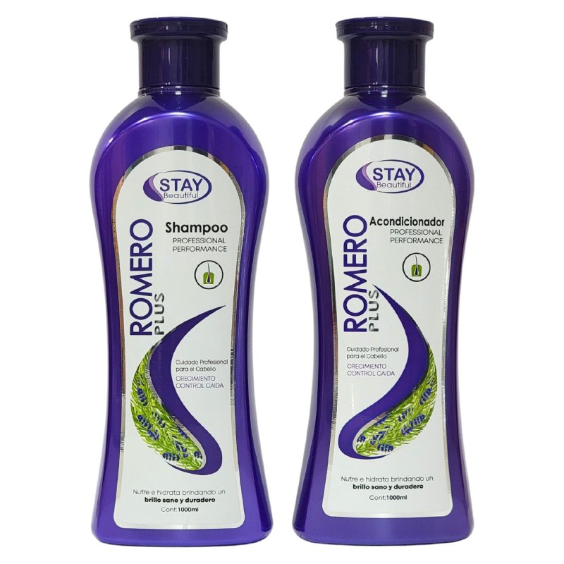 SET DE SHAMPOO Y ACONDICIONADOR ANTICAIDA Y CRECIMIENTO CON EXTRACTO DE ROMERO STAY BEAUTIFUL 1000MLX2