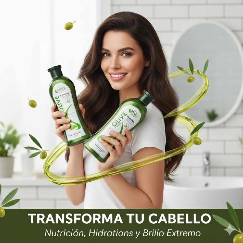 SHAMPOO PARA EL CABELLO EN DUO CON ACONDICIONADOR DE OLIVIA PLUS, SUAVIZA, REGENERA, NUTRE E HIDRATA EL CABELLO STAY BEAUTIFUL 1000MLX2