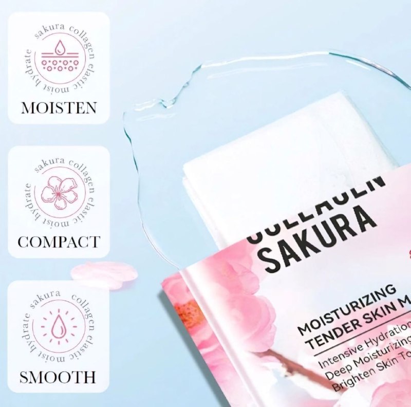 MASCARILLA FACIAL DE SAKURA HIDRATANTE, PIEL TIERNA, HIDRATACION INTENSA, NUTRE Y REPARA LA PIEL DEL ROSTRO SADOER COLLAGEN SAKURA 25G