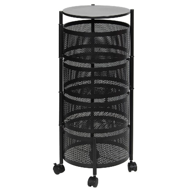 ESTANTE ORGANIZADOR MULTIUSOS GIRATORIO DE 4 NIVELES DE ACERO INOXIDABLE NEGRO 75X34CM