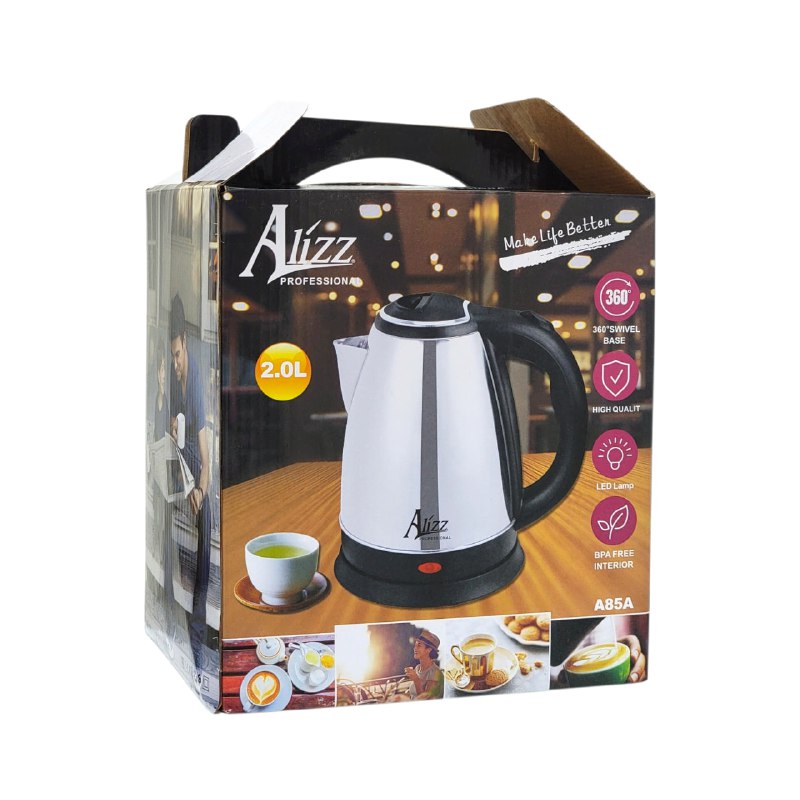 MAQUINA HERVIDOR DE AGUA ELECTRICO DE ACERO INOXIDABLE CON CAPACIDAD DE 2L, BASE GIRATORIA 360 GRADOS, LUZ LED INDICADORA ALIZZ