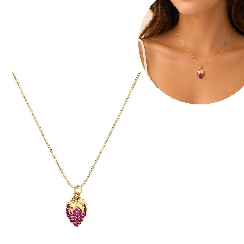 GARGANTILLA DE ENCHAPE PARA DAMA CON DISEÑO DE FRESA 3CM (DUPE DE SWAROVSKI)