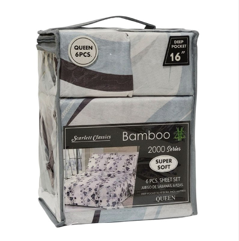 JUEGO DE SABANAS CAMERA DE 6 PIEZAS QUEEN SCARLETT CLASSICS BAMBOO, 54 ESTILOS