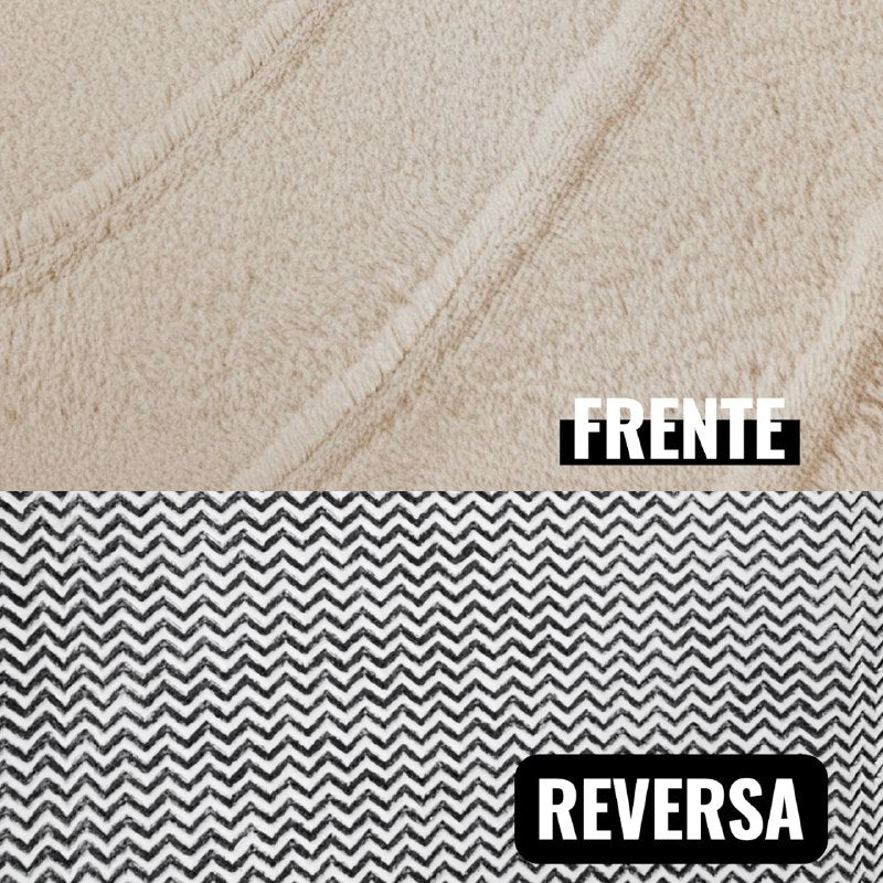 ALFOMBRA DECORATIVA DE FELPA SUAVE Y GRUESA COLOR BEIGE 117X172CM