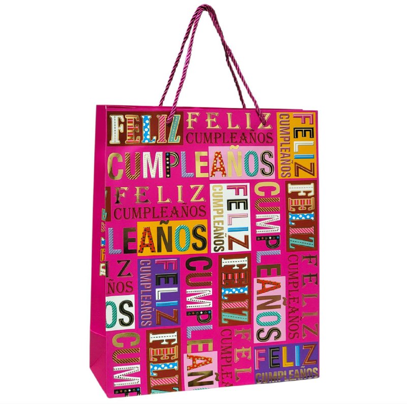 BOLSA DE REGALO DE FELIZ CUMPLEAÑOS MEDIANA 26X32X10CM