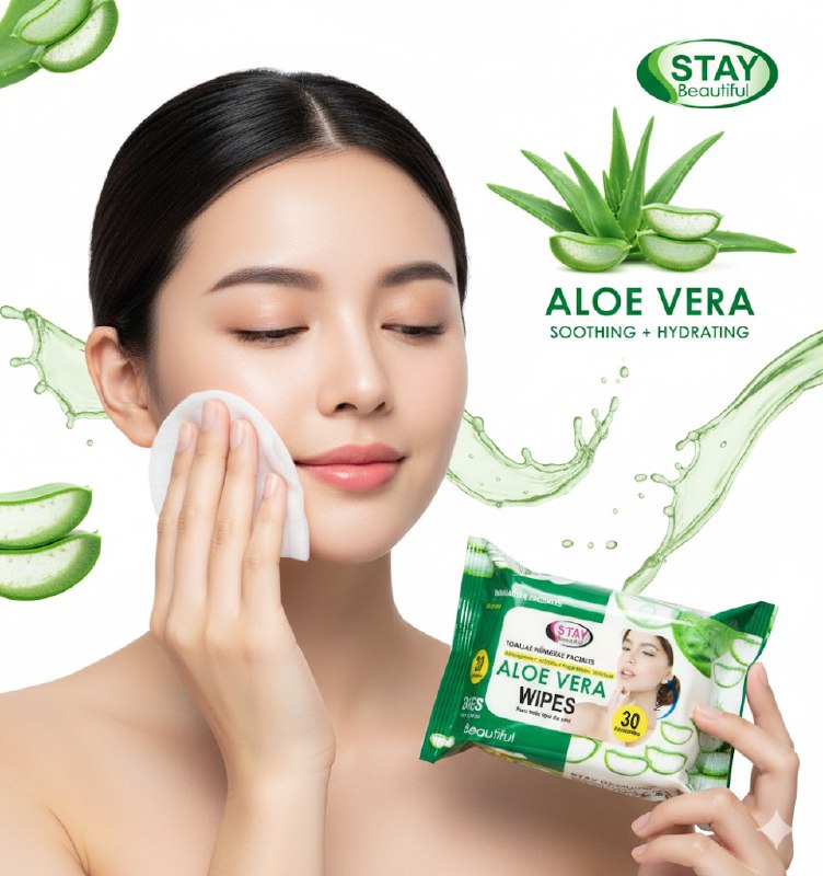 TOALLITAS HUMEDAS FACIALES DE ALOE VERA HIDRATANTES 30UND STAY BEAUTIFUL