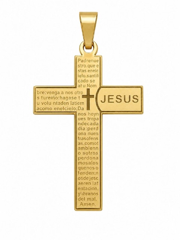 DIJE DE ENCHAPE PARA CADENA CON DISEÑO DE CRUZ 7CM