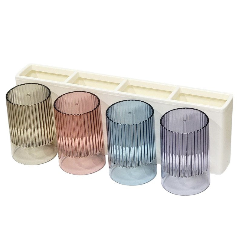 ESTANTE ORGANIZADOR PARA BAÑO CON DEPOSITO PARA CEPILLO DE DIENTES Y UTENSILIOS DE BELLEZA, INCLUYE 4 VASOS PARA ENJUAGAR, FACIAL DE LIMPIAR GOOD LIFE