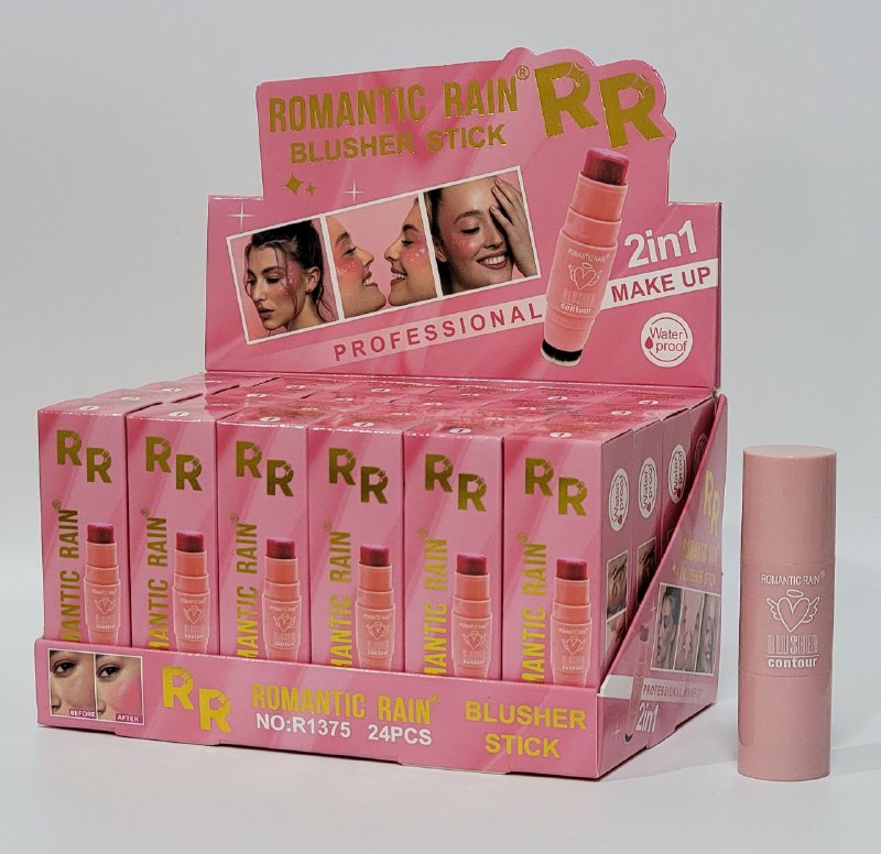 RUBOR EN BARRA IMPERMEABLE 2 EN 1 CON BROCHA ROMANTIC RAIN (DUPE DE SHEGLAM)