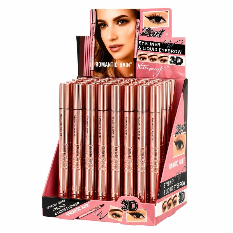 DELINEADOR DE OJOS Y CEJAS 2 EN 1 RESISTENTE AL AGUA ROMANTIC RAIN (DUPE DE MAYBELLINE)