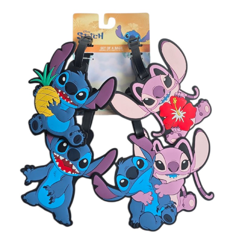SET DE ETIQUETAS PARA MALETA DE VIAJE DE STITCH 4PCS DISNEY