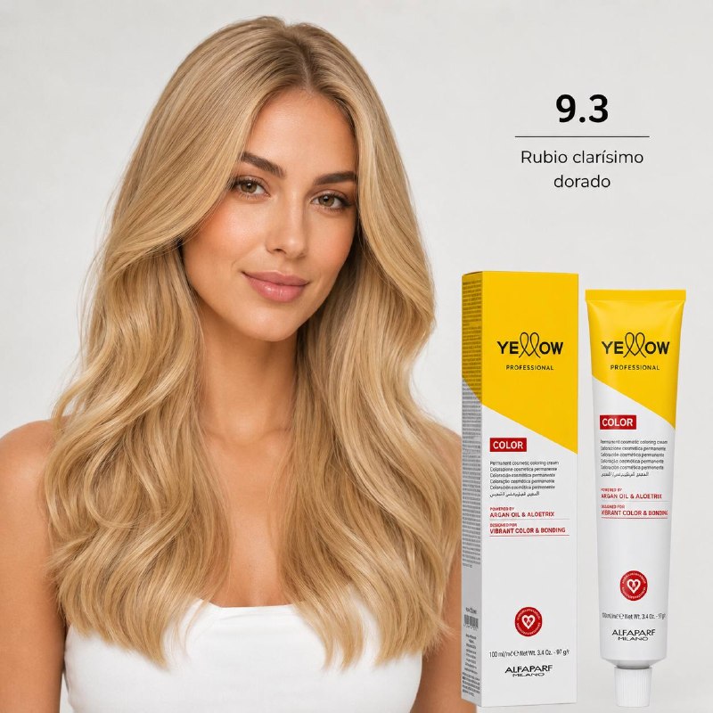 TINTE PERMANENTE PARA EL CABELLO CON ACEITE DE ARGAN Y ALOETRIX TONO 9.3 RUBIO CLARISIMO DORADO ALFAPARF 100ML