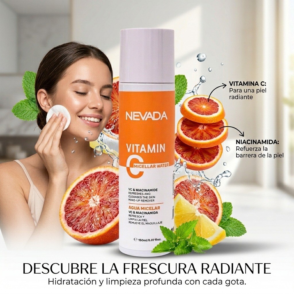 AGUA MICELAR ILUMINADOR CON VITAMINA C Y NIACINAMIDA NEVADA 150ML