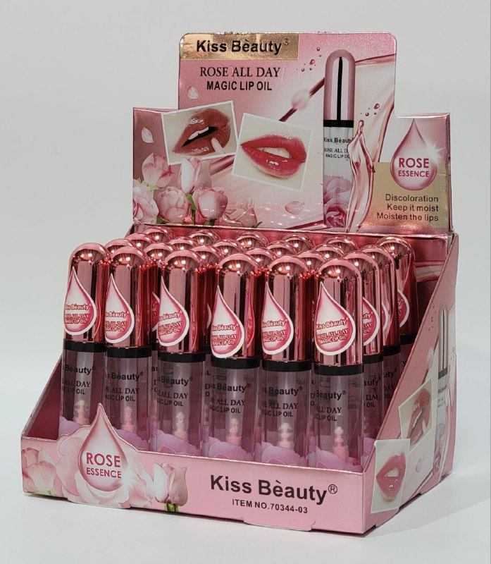 BRILLO LABIAL MAGICO CON ESENCIA DE ROSA KISS BEAUTY ROSE ALL DAY 7ML