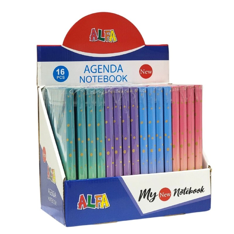 CUADERNO AGENDA DE NOTAS PREMIUM DE TAPA DURA ELEGANTE Y BONITOS COLORES ALFA 14X21CM