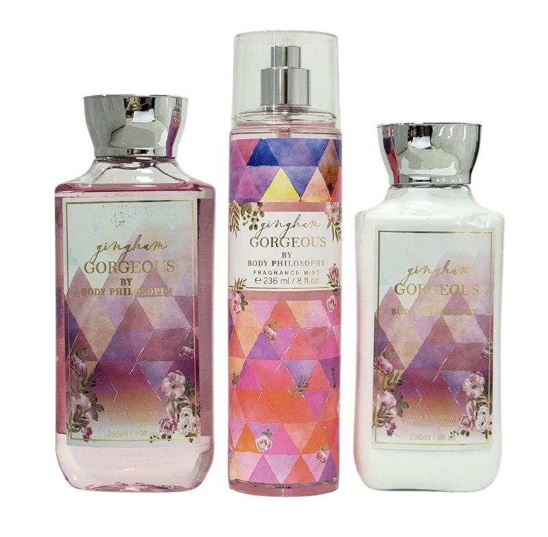 SET BODY PHILOSOPHY GINGHAM GORGEOUS SPLASH 250ML, CREMA CORPORAL 236ML, GEL DE DUCHA 295ML (M) DUPE BATH AND BODY GINGHAM GORGEOUS