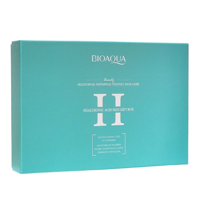 SET DE CUIDADO FACIAL DE ULTRAHIDRATACION, FIRMEZA Y REPARACION CUTANEA CON ACIDO HIALURONICO BIOAQUA 6PCS