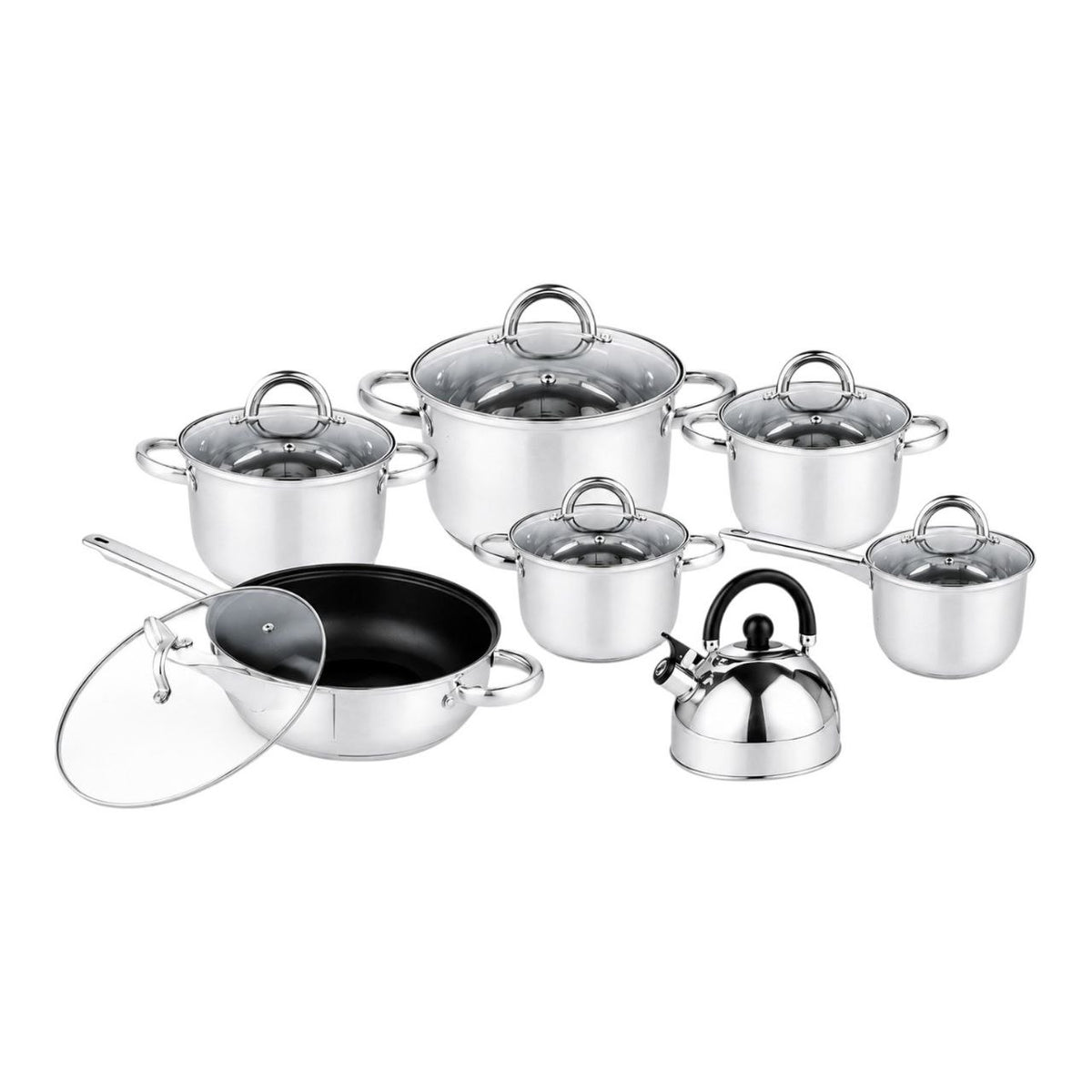 JUEGO DE OLLAS CON TAPA DE VIDRIO ROMA COLLECTIONS 14 PZAS