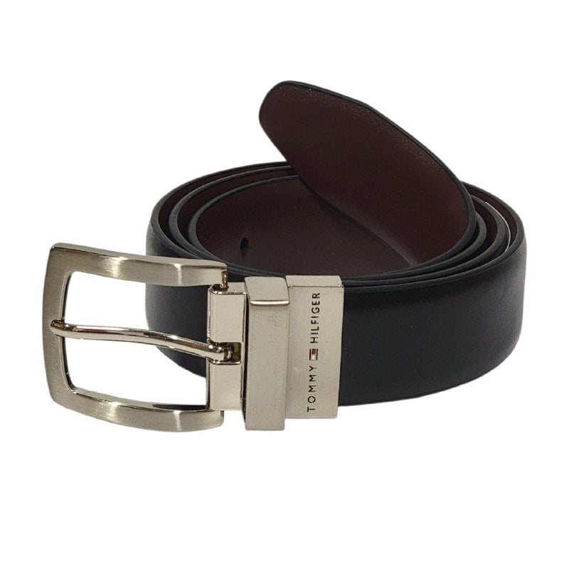 FAJA ORIGINAL TOMMY HILFIGER REVERSIBLE PARA CABALLERO COLOR NEGRO Y CAFÉ TALLA M 34-36