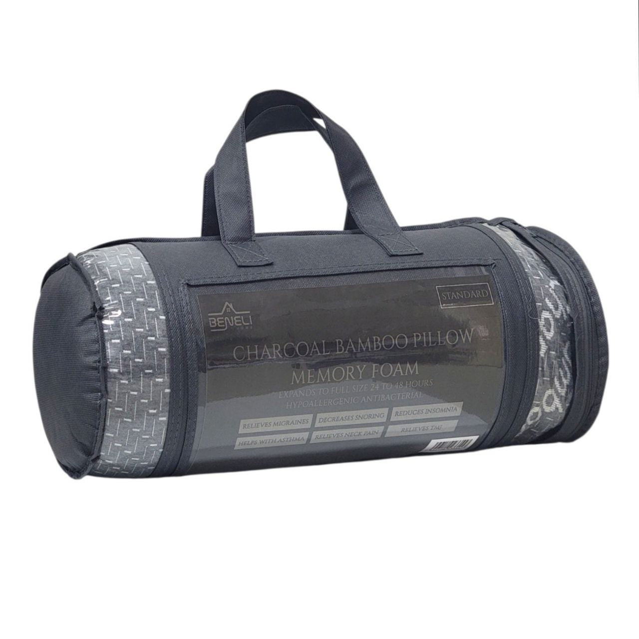 ALMOHADA DE BAMBÚ CON CARBÓN VEGETAL ESPUMA HIPOALERGÉNICO Y ANTIBACTERIANO,ALIVIA LAS MIGRAÑAS BENELI HOME