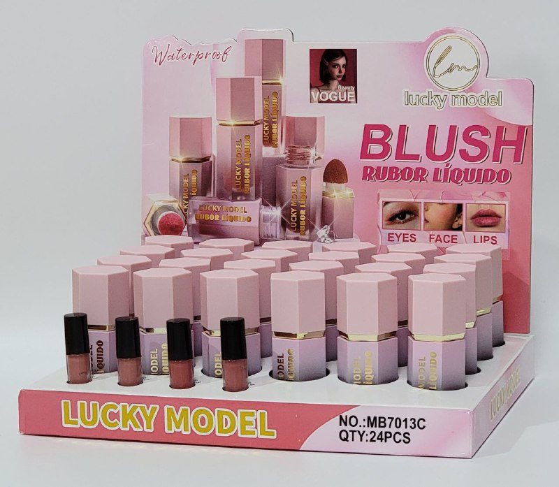 RUBOR LIQUIDO IMPERMEABLE MULTIUSOS CON APLICADOR ESPONJA LUCKY MODEL 8G (DUPE DE SHEGLAM)