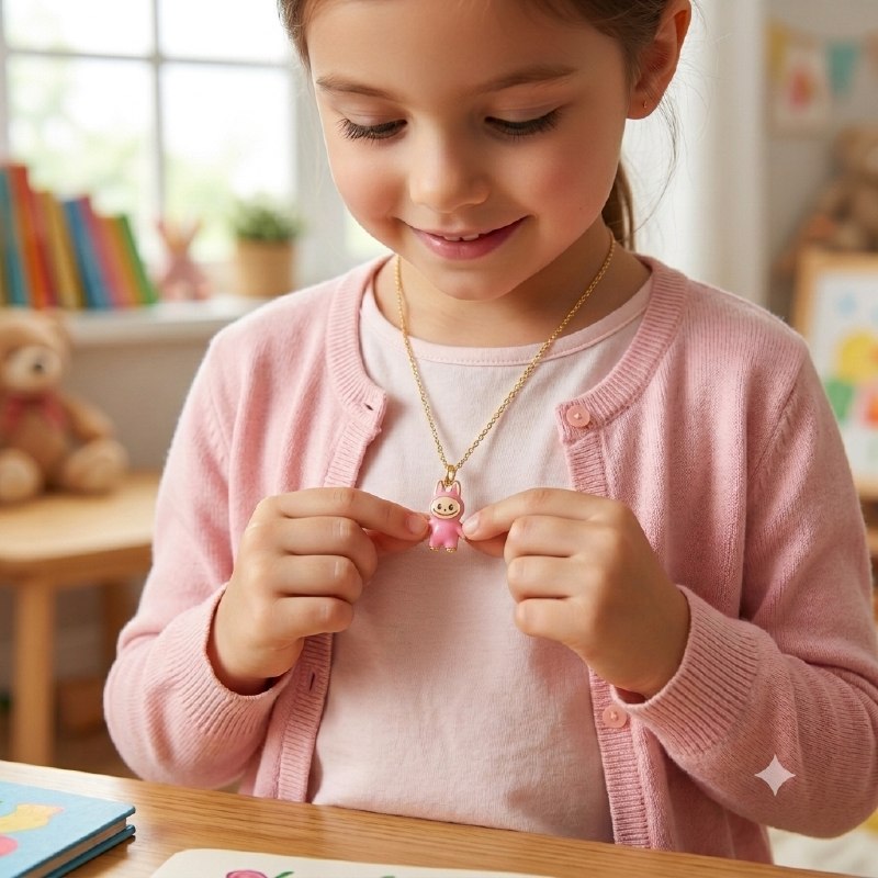 DIJE DE ENCHAPE PARA NIÑA CON DISEÑO DE LABUBU 4CM