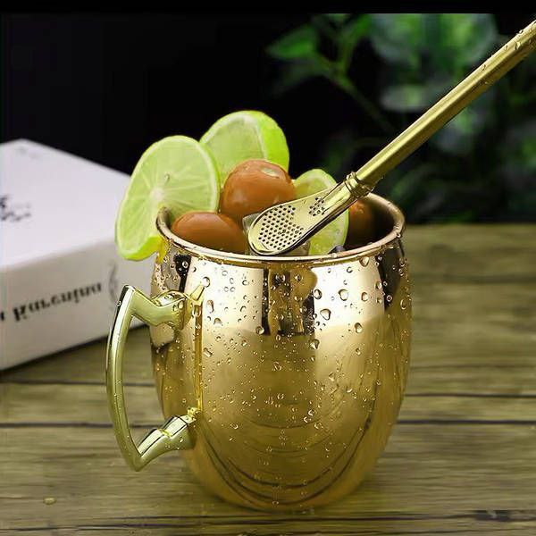 TAZA DE COCTEL MOSCOW MULE PARA BAR DE ACERO INOXIDABLE DISEÑO LISA 20OZ
