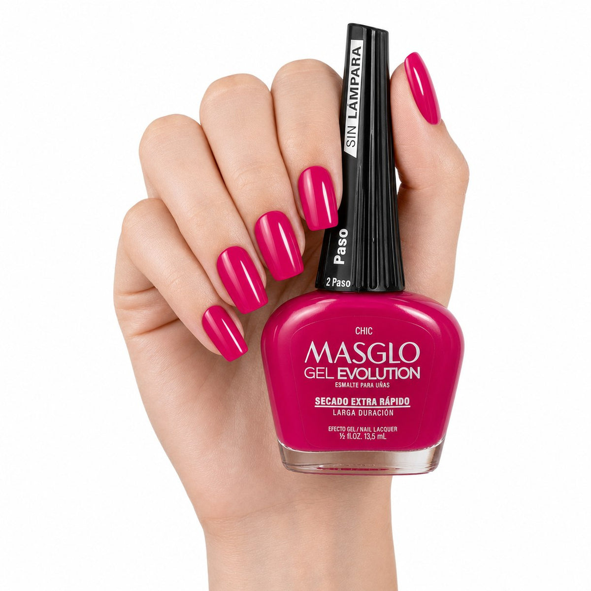 ESMALTE DE UÑAS CON EFECTO GEL DE SECADO EXTRA RÁPIDO MASGLO GEL EVOLUTION PASO 2 "ESTILO CHIC" 13.5 ML