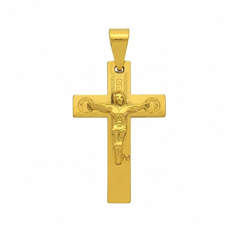 DIJE DE ENCHAPE PARA CADENA CON DISEÑO DE CRUZ 4CM