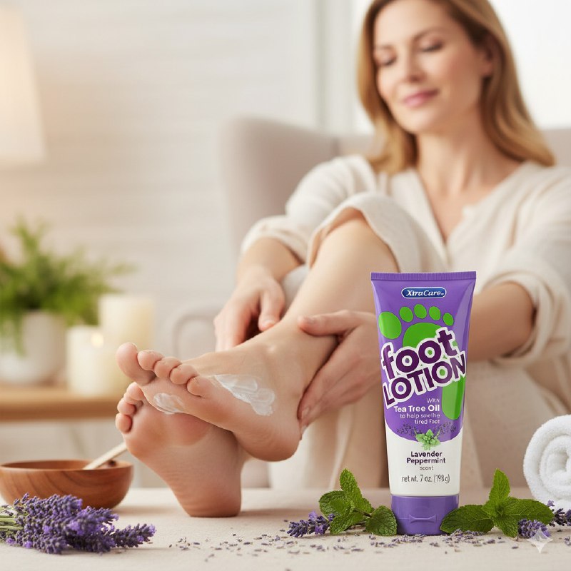 CREMA CORPORAL PARA PIES CON AROMA A LAVANDA Y MENTA DE TE QUE CALMAN Y SUAVIZAN LOS PIES CANSADOS XTRACARE 198G