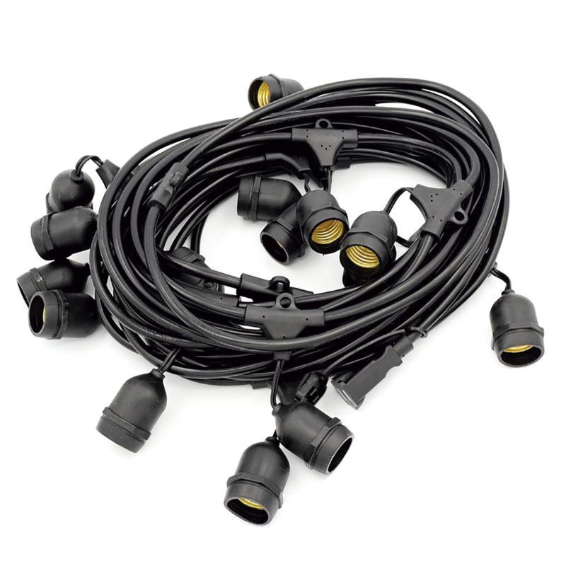 LUCES DECORATIVAS PARA PATIOS GUIRNALDA PARA EXTERIORES RESISTENTE AL AGUA 10 PORTALAMPARAS, 10 METROS, NO INCLUYE FOCOS
