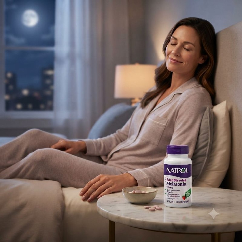 VITAMINAS EN TABLETAS DE DISOLUCIÓN RÁPIDA PARA EL SUEÑO SABOR FRESA NATROL MELATONIN 10 MG FAST DISSOLVE 100 TABLETAS