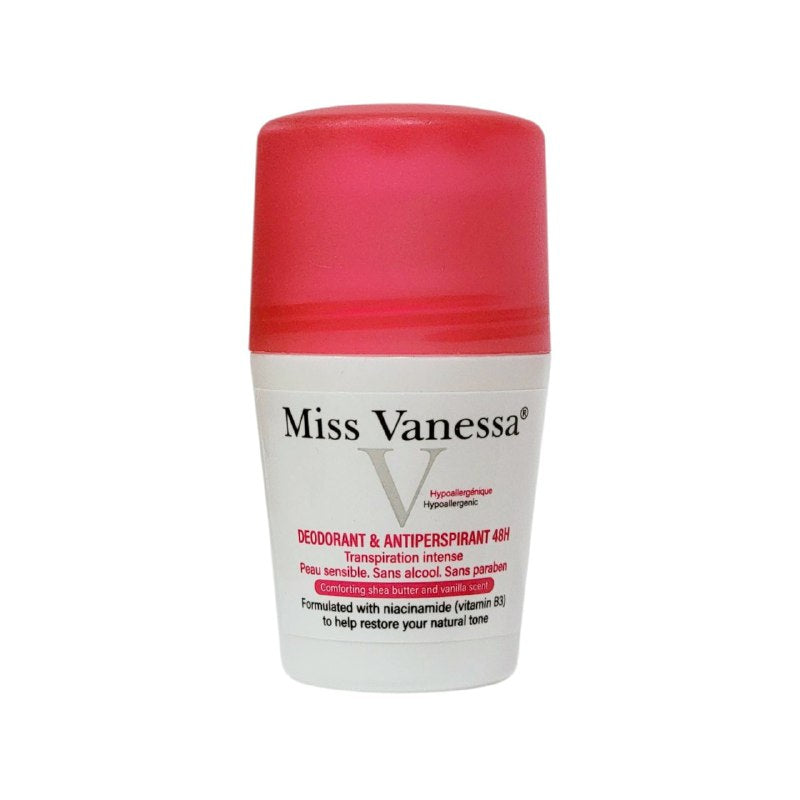 DESODORANTE PARA MUJERES ANTITRANSPIRANTE DE 48H OLOR A KARITE Y VAINILLA MISS VANESA 50ML DUPE DE VICHY