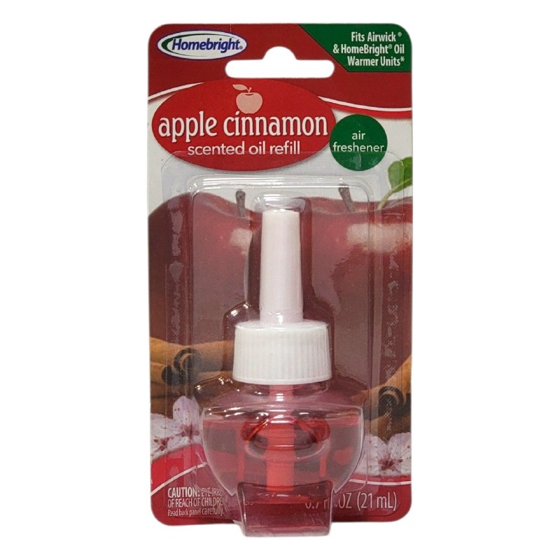 REPUESTO DE ACEITE AROMATICO CONCENTRADO PARA CALENTADOR ELECTRICO CON AROMA A MANZANA Y CANELA HOMEBRIGHT 21ML