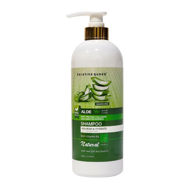 SHAMPOO DE ALOE VERA CON COLAGENO Y QUERATINA NUTRE E HIDRATA KERATINE QUEEN 800ML
