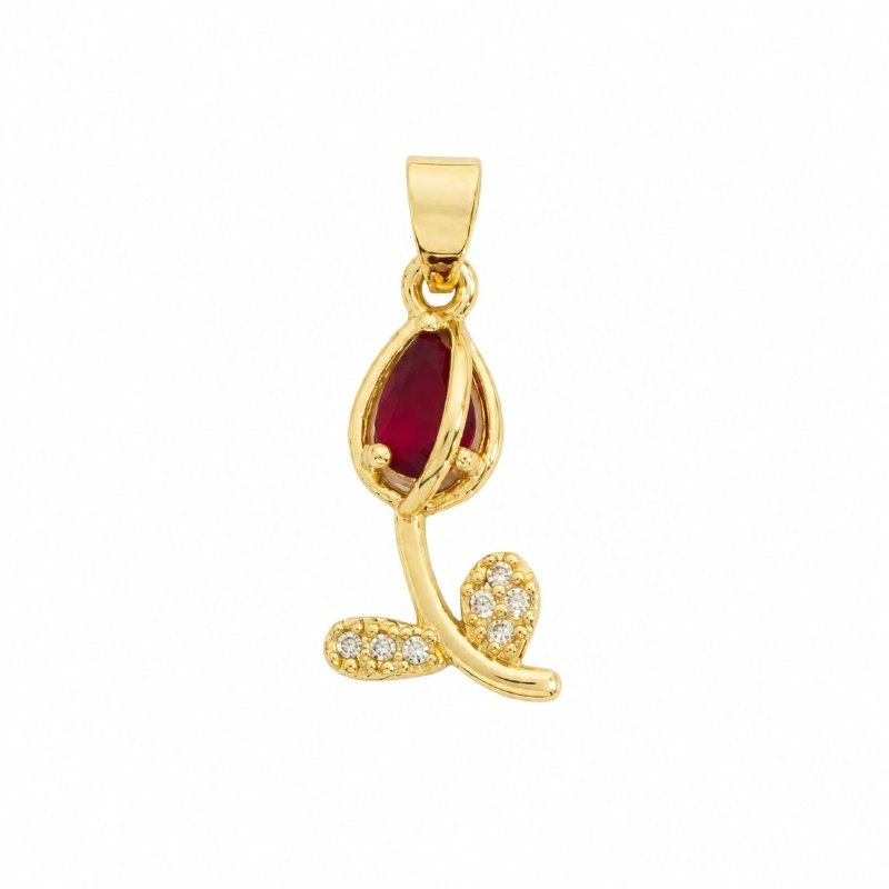 DIJE DE ENCHAPE PARA DAMA CON DISEÑO DE FLOR TULIPAN 3CM