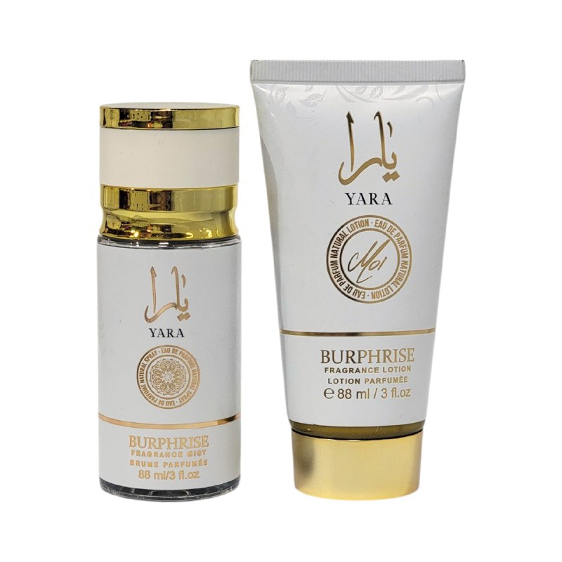 SET MINI YARA MOI BURPHRISE SPLASH 88ML, BODY LOTION 88ML (M) (AROMA SIMILAR LATTAFA YARA MOI)