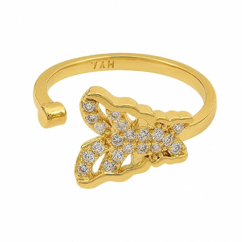 ANILLO DE ENCHAPE PARA DAMA TALLA AJUSTABLE CON DISEÑO DE MARIPOSA