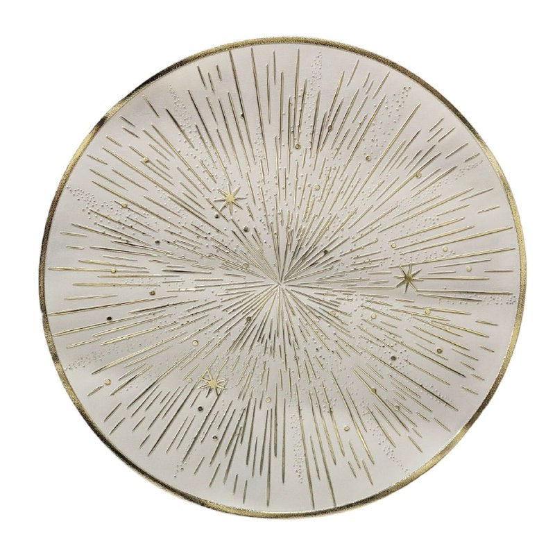 MANTEL PARA MESA REDONDO DE PVC DISEÑO RÁFAGA DE ESTRELLAS 38CM