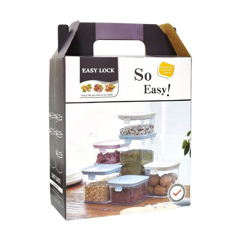 RECIPIENTES HERMETICOS EN SET DE 5 PIEZAS PARA ALMACENAMIENTO DE COCINA EASY LOCK