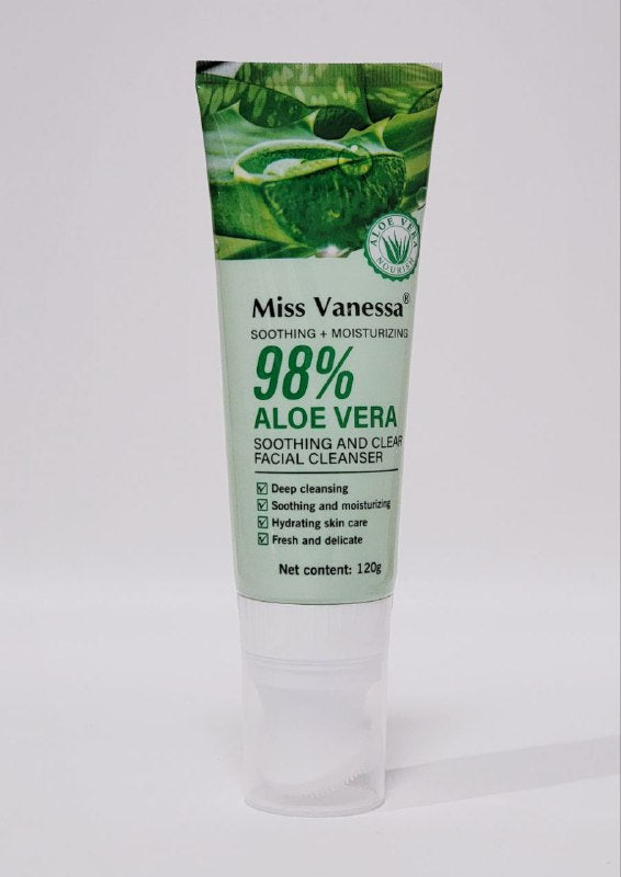 LIMPIADOR FACIAL DE ALOE VERA CALMANTE, CON ESENCIA DE ARROZ QUE HIDRATA Y SUAVIZA LA PIEL, REPONE LA HUMEDAD Y LOS NUTRIENTES MISS VANESSA 120G