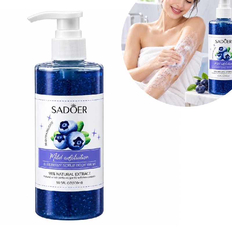GEL DE DUCHA EXFOLIANTE LIMPIADOR CON AROMA A ARANDANO SADOER 300ML