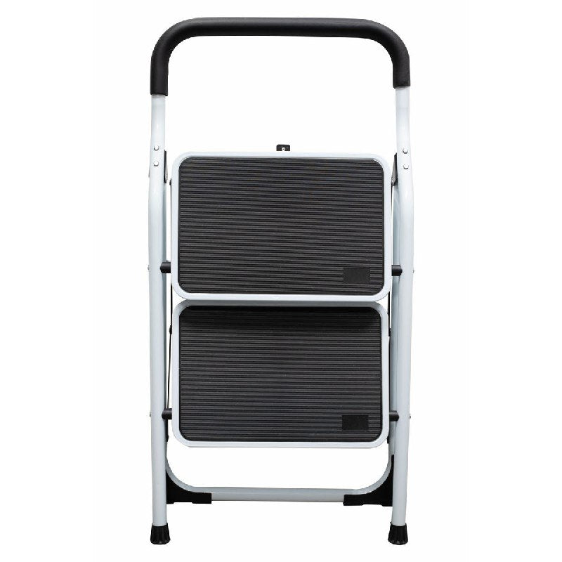 ESCALERA PLEGABLE DE 2 NIVELES, USO FAMILIAR, CUBIERTA ACOLCHADA DE GOMA DE ALTA CALIDAD, COMODA Y DURADERA, TUBOS DE ACERO, Y SUPERFICIE ANTIDESLIZANTE
